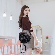 Taiwan Shipping Korean Version Popular Genuine Leather Female Bag Shoulder Fashion Pretty Backpack S