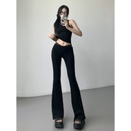 Fitness Yoga Long Pants Womens Korean Style Low Waist Lace Micro Flare Pants Cloud Pants Trendy Body