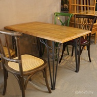 Dining Table Solid Wood Iron Art Restaurant Table Chair Price Music Furniture American Walnut Four P