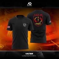 Baju T-Shirt VAT 69 Komando black Fighter Microfiber Slim Fit