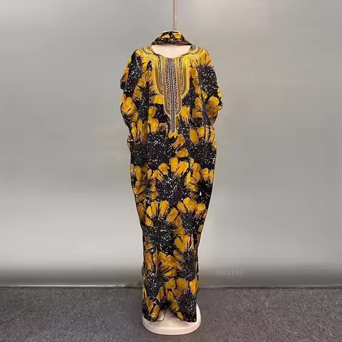 Islamic Abaya Dress for Women Cotton Printed Customized 2025 Nigerian Dubai Style Muslim Prayer Wear