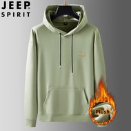 JEEP SPIRIT เสื้อกันหนาวผู้ชายใหม่ Hooded เสื้อกันหนาวหนาเสื้อกันหนาวผ้าฝ้ายหลวมกีฬากลางแจ้งเสื้อกัน