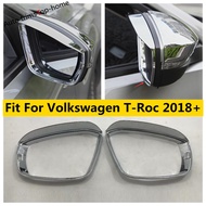 CJ7F Abs Chrome กระจกมองหลัง Rain Shade กันฝนใบมีดคิ้วสำหรับ Vw Volkswagen T-roc T Roc 2018 - 2024 อ