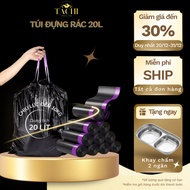 TACHI STORE black plastic trash bag with drawstring, 10kg load-bearing biodegradable trash bag, 20l 