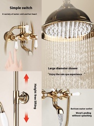 French Copper Refined Fully Style Gold Showerhead Set Bathroom Shower Head Exposed Installation Hous