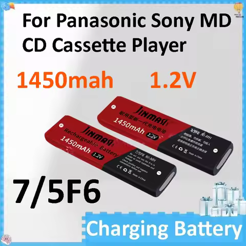 1-6PCS 1.2V 7/5F6 1450mAh Ni-mh Chewing Gum Battery 7/5 F6 Cell for Panasonic Sony MD CD Cassette Pl