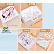 A3 Saiz File Folder Transparent File Button File Waterproof File Stationery School Office Plastic Fi