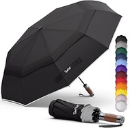 Royal Walk Windproof Folding Travel Umbrella Compact and Strong Luxurious Real Wood Handle Automatic