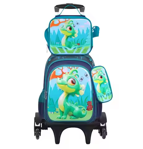 Boys School Wheeled Backpack 3 pcs set School bag on wheels for girls School Trolley backpack wheele