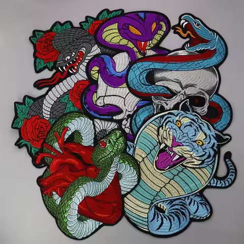 big snake flower applique patches vintage embroidered badge fabric patch Iron on Fashion clothing de
