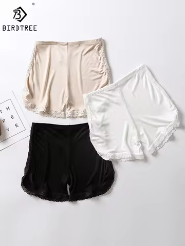 Birdtree Natural Real Silk Safety Short Pants Women Panties Lingerie Underwear Ladies Femme Under Sk