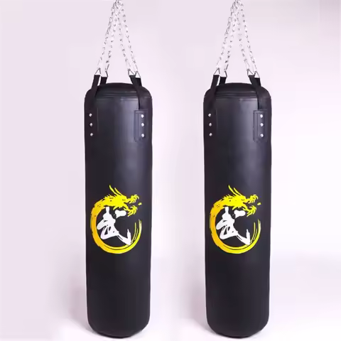 Black Dragon Pattern PU Leather Hollow Boxing Sandbag,Hanging Type Thai Boxing Sand Bag, Fitness San