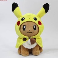Pokémon Plush Doll Pikachu/Eevee Rag Toy in Cosplay Costume Japanese Anime Bedside Ornament Gift for
