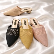 Open-Toe Shoes Size 36-45 BIgsize Round Heels 1 Inch High Silk Fabric Stretchable To The Feet Cute D