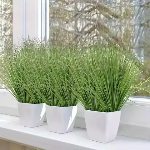 12Pcs Artificial Onion Grass Fake Greenery for DIY Wedding Venue Home Decor Potted Ornament Fake Pla