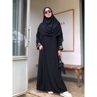 Abaya Hitam Polos Bordir Anak Pondok Remaja / Gamis Syari / Exclusive Casual Abaya Hitam Bordir Bahan Jetblack Saudi Dress Maxi Turki Umroh Kwalitas Butik