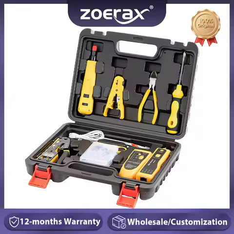 ZoeRax Network Tool kit, RJ45 Crimp Tool Pass Through Crimper, Wire Tracker, Punch down Tool, Stripp