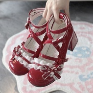 Small Leather Shoes Lolita Shoes Lolita Shoes lo Shoes Cute Lolita Japanese Sweet Mary Jane Bow Roun