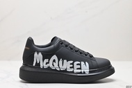 McQueen Alexander McQueen Sole Leather Sneakers Low-top Fashion Thick Sole Casual Sports Small White