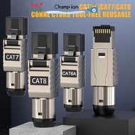 CHAMPIONO RJ45 Cat8 Cat7 Cat6A Connectors, 2000MHz Crystal Head Panel RJ45 Metal Tool, Ethernet Term