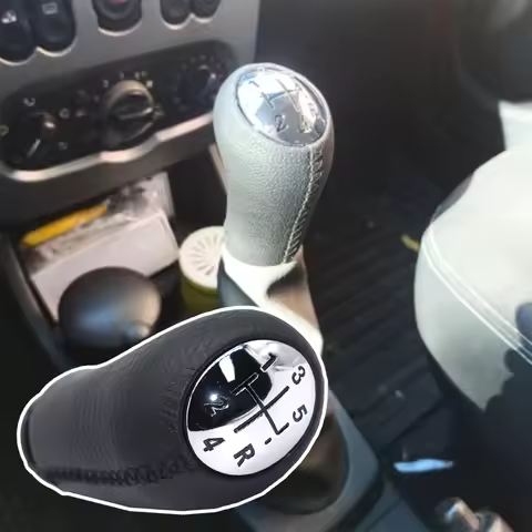 5 Speed MT Gear Shift Knob Inner Sleeve Lever Leather Handle For Dacia Logan 2 L52/K52 Sandero 2 B52