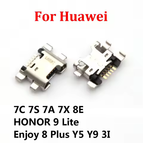 50pcs Micro USB Jack Charging Socket Port Plug Dock Connector 5pin For HUAWEI 7C 7S 7A 7X 8E HONOR 9