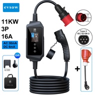 evsow 11kw Electric Car Charger Type2 Portable EV Charger 3P Fast Charging Cable For Electric Car EV