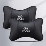 Car Pillow Hyundai Brand Logo Leather Headrest Lumbar Black Universal Luxury Pattern Customize Logo 