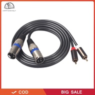 Dual XLR Male To Dual RCA Male Audio Cable 1.5m/4.9ft Black