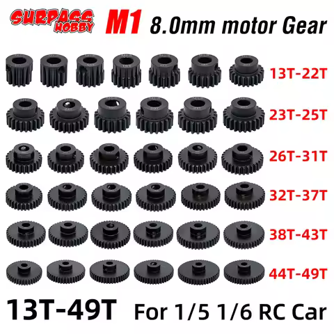Gear M1 8mm 13T-20T 21T-25T 26T-30T 31T-40T 41T-49T Pinion Motor Gear for 1/5 TRAXXAS ARRMA 4WD Outc