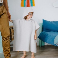 米色華夫格兒童海灘罩衫 - 帶開口側邊的幼兒浴袍