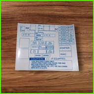 ✩ ◇ FUSE BOX DIAGRAM COVER STICKER for Isuzu Crosswind Sportivo
