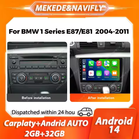 Android 14 Intelligent car audio system Car radio For BMW 1 Series E81 E82 E87 E88 AT 2004-2011 2 Di