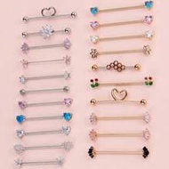 1pc Sweet Cute Cherry Industrial Earring Butterfly Industrial Piercing Jewelry Stainless Steel Heart