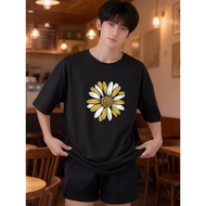 2X551 Lelaki Baju T Shirt Men Tshirt M-5XL Oversized Tops Clothes Korean Style Round Neck Plus Size 