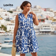 Lovito Women's Plus Size Curve Boho Floral Print Dress LBL20189
