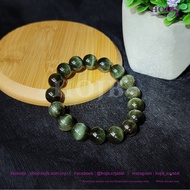 HOJB Top Grade Brazilian Green Rutilated Cat-Eye Crystal 6AA Beads Bracelet 12.5mm 聚寶軒极品巴西顺发猫眼绿发晶6AA