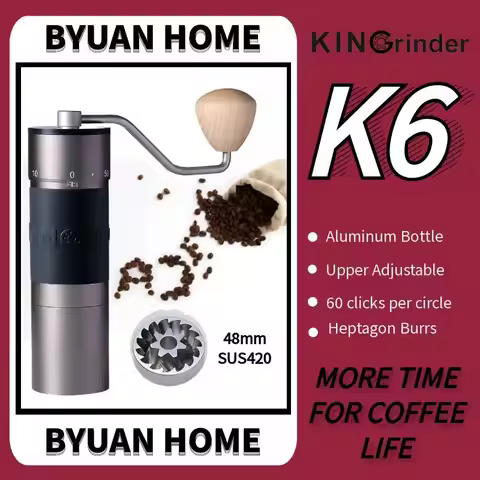 K6 Kingrinder Manual Coffee Grinder Adjustable Grind setting K6 grinder 48mm stainless steel Titaniu
