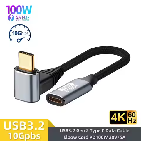 5A PD 100W USB C 3.1 Gen2 10Gbps Extension Cable Type C to C QC4.0 3.0 Fast Charging Cable For MacBo