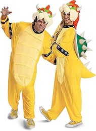 Disguise Super Mario Bowser Costume for Adults, Official Nintendo Bowser Hooded Jumpsuit, Size (XS/S