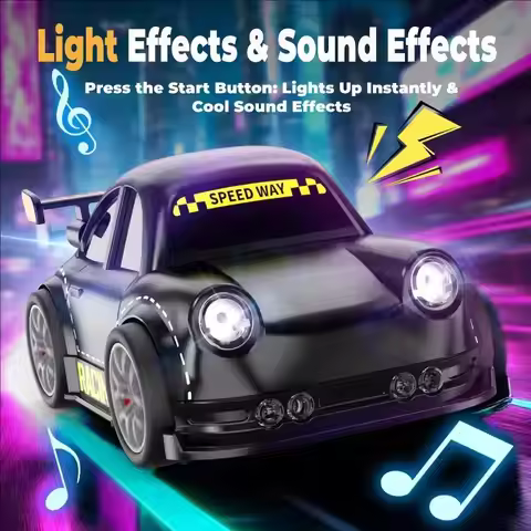 1:64 2.4G RC Mini Induction Cars with Light and Music Sensor-Remote Control Multifunctional Racing O