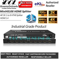 eKL MiniHS108 1 to 8 Ports HDMI Splitter Industrial Grade HDMI 1.4 Support 3D 2K 4K Full HD High Definition