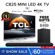 TCL C825 QLED Mini-LED 4K Google TV Android TV | 75 inch | Smart TV | 120Hz MEMC | IMAX Enhanced | ONKYO 2.1 | AiPQ