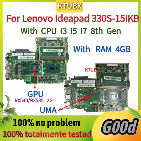 For Lenovo Ideapad 330S-15IKB Laptop Motherboard.With i3 i5 i7 8th Gen CPU and 4GB RAMDDR4.100% Test