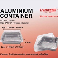 [READY STOCK] 4203-P ALUMINIUM FOIL TRAY WITH LIDS/ FOOD CONTAINER/ SQUARE/ 10 SET | coklat royce tr