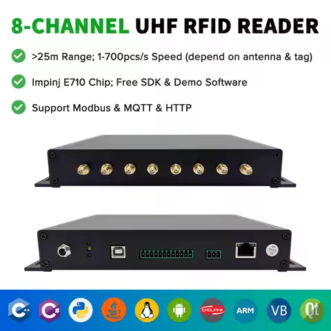 TY608E 8-Port UHF RFID Reader RFID Animal Tag Reader Support MQTT ModBus 25M Long Distance for Lives
