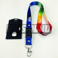 new design!! lanyard tali id card first media plus holder - tali+hldr hitam