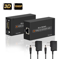 60M HDMI To LAN Port RJ45 Network Cable Extender Over by Cat 5e/6 1080p Black