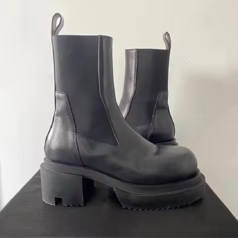 Thick Sole Suede Chelsea Boots Genuine Leather Platform Ankle Boots For Men