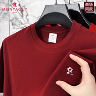 เสื้อยืดคอกลมแขนสั้นผ้าฝ้ายแท้ Montagut สำหรับผู้ชาย ทรงหลวม สไตล์ลำลอง ระบายอากาศได้ดี ฤดูร้อน ปี 2